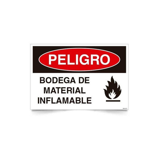 Señaletica Peligro Bodega De Material Inflamable Adhesivo