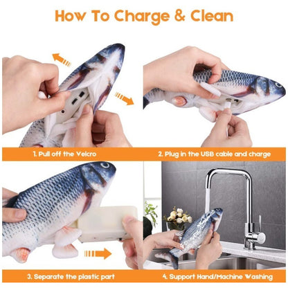 Juguete Para Gato. Pescado Con Movimiento Y Carga Usb