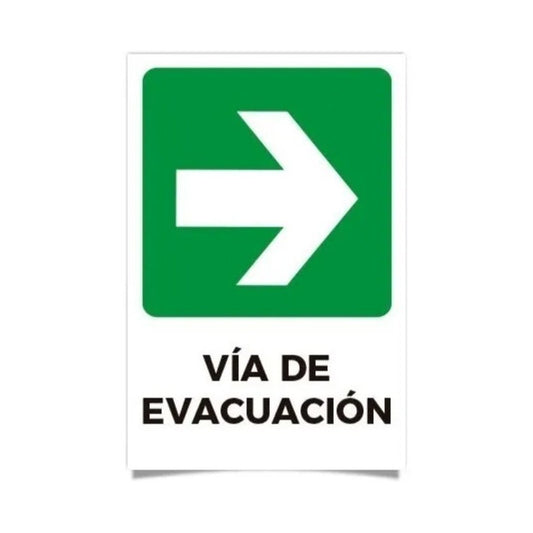 Señalética Vía De Evacuación Flecha Derecha 30x20cm