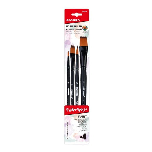 Set De Pinceles Paintbrush Color Negro (4 Unid)