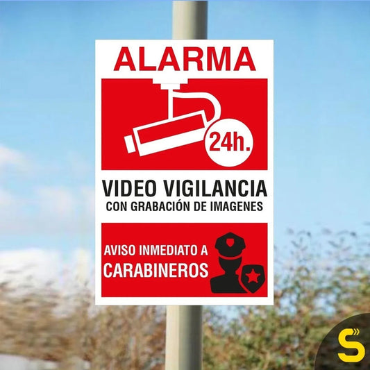 Señaletica Alarma Video De Vigilancia 60x40cm Metálico