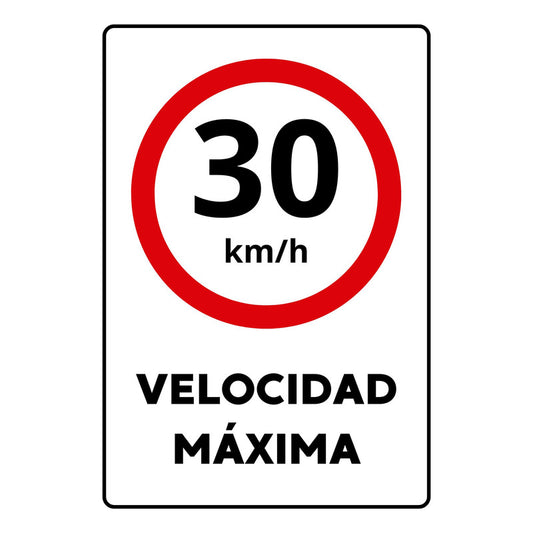 Señalética Velocidad Máxima 30km/h 45x30cm Metálico