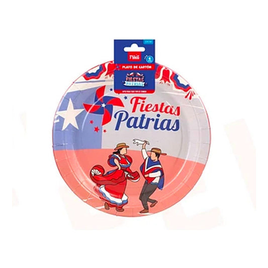 Platos Desechable De Fiesta Patrias Cueca 18cm - 6pcs