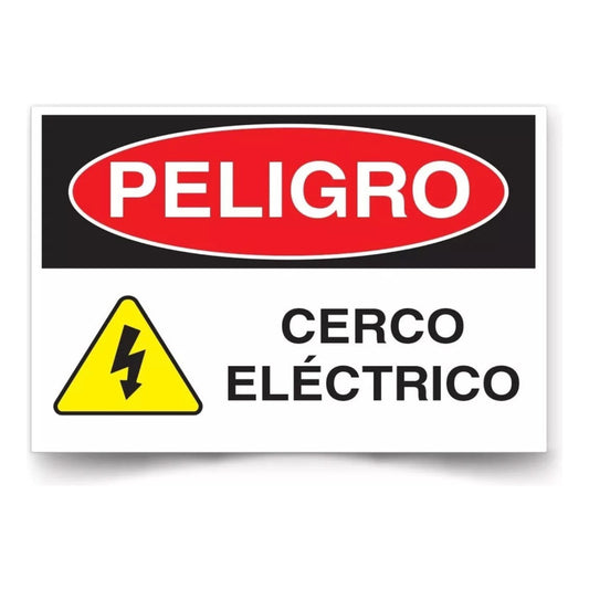 Señaletica Peligro Cerco Eléctrico 30x20cm Metálico