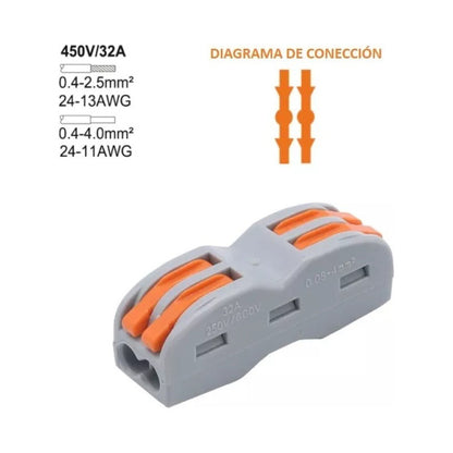 3x Pack Conector Eléctrico Rápido Wago ( 2 X 2 Pines )