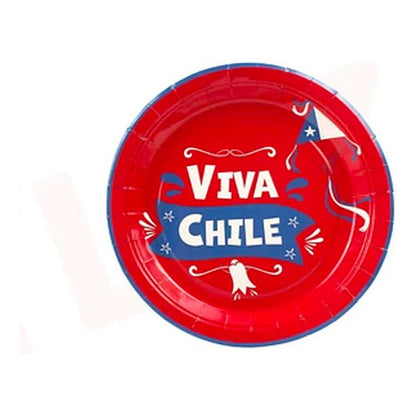 Platos Desechable De Viva Chile 23cm - 12pcs