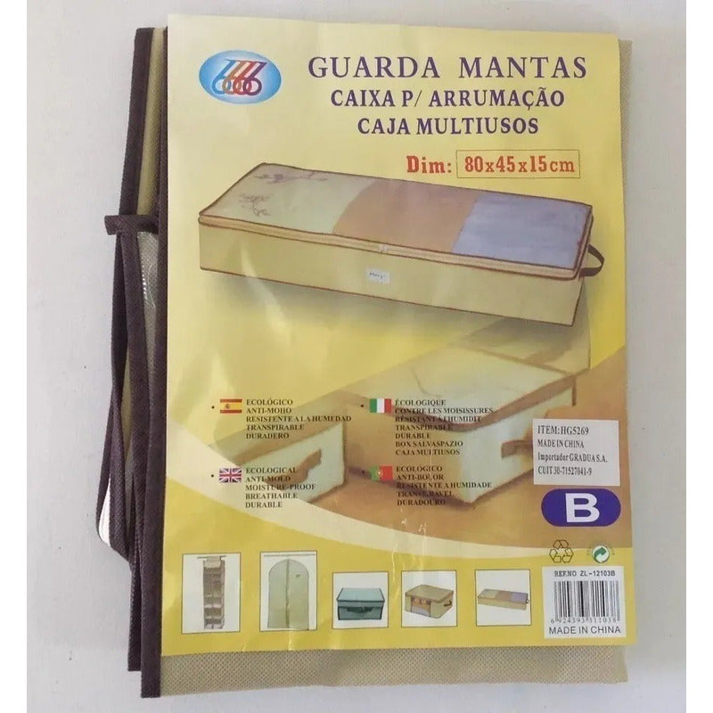 Caja Organizadora Guarda Mantas Ropa Con Cierre 105x45x15 Cm