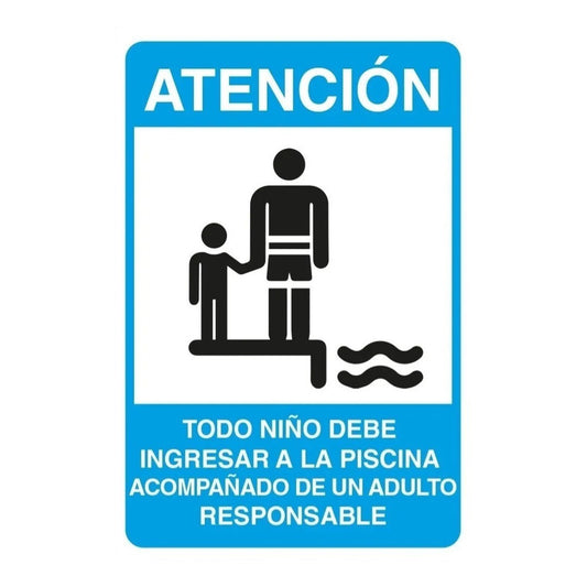 Señal Ingreso A Piscina Niños 30x20cm Adhesivo