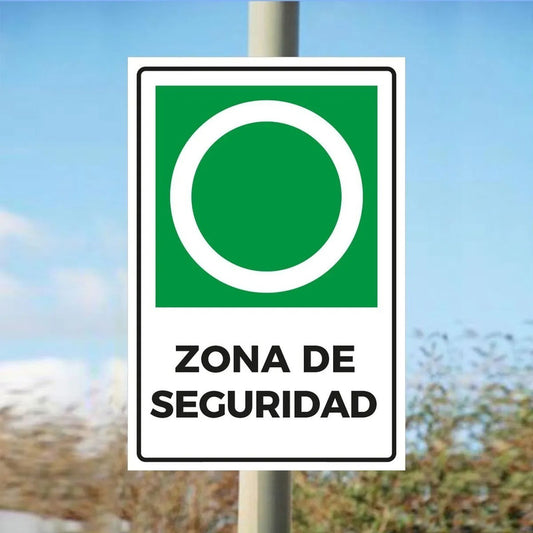 Señaletica Zona De Seguridad 45x30  Metálico