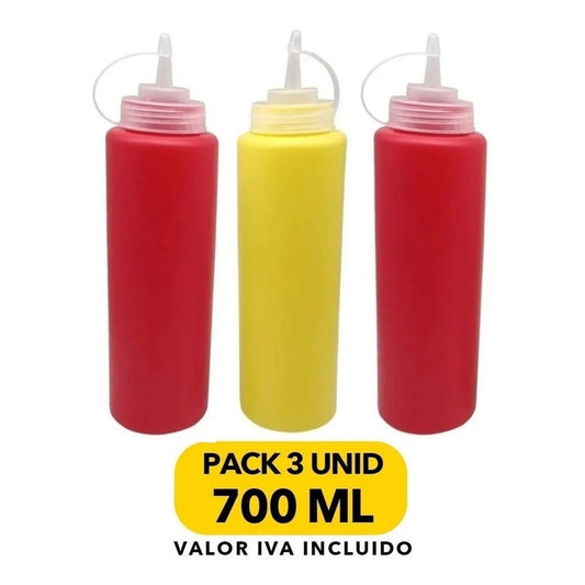 Pack 3 Dispensadores De Salsas 700 Ml