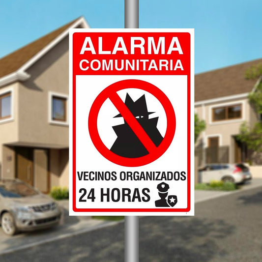 Señal Alarma Comunitaria Vecinos Organizados 30x20cm Metal