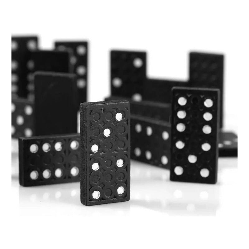 Negro Domino 28 Set En Caja De Madera