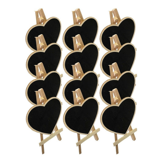 Pack 12 Pcs Mini Letreros A Tiza, Madera (corazon)