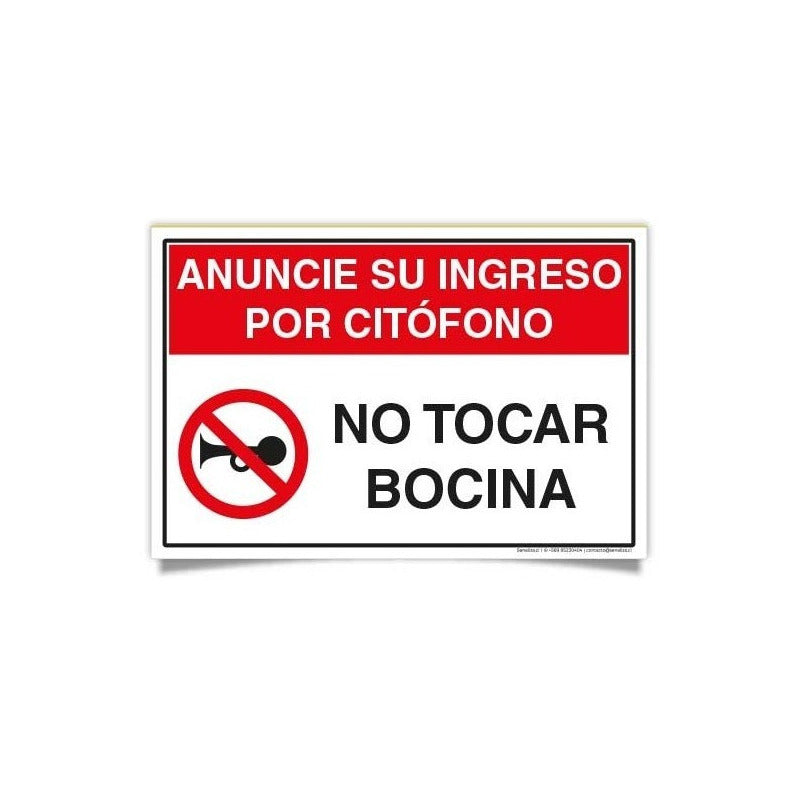 Señaletica Anuncie Por Citofono No Tocar Bocina Trovicel