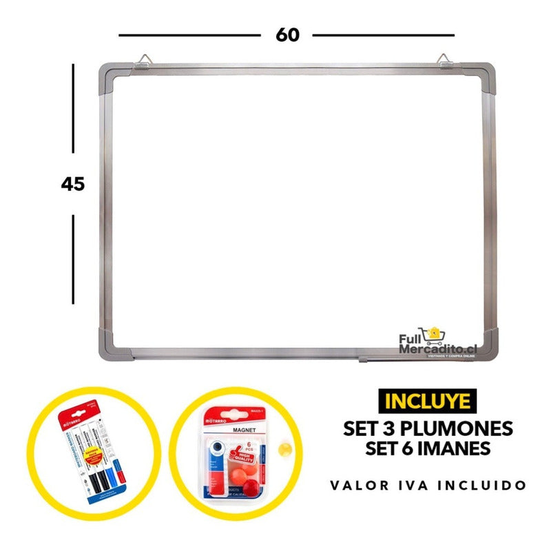 Set Pizarra Acrílica Magnet (45x60)- 3 Marcadores - 6 Imanes