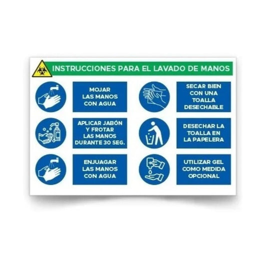 Señalética Instrucciones Para Lavado De Manos 30x20cm