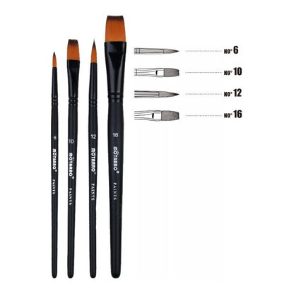 Set De Pinceles Paintbrush Color Negro (4 Unid)