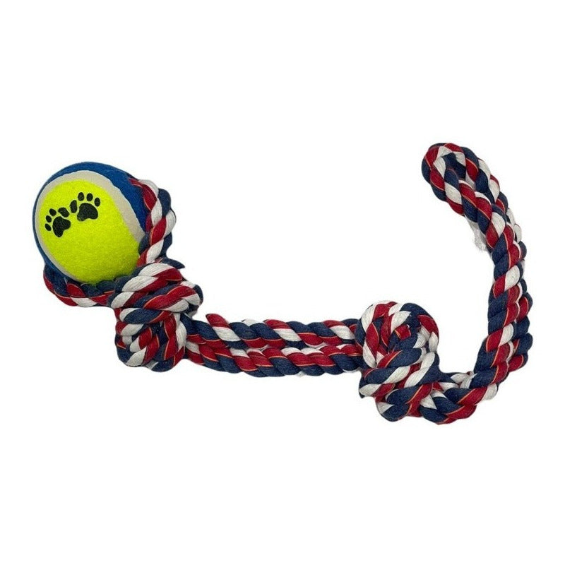 Juguete Para Perros Con Cuerda + Pelota De Tenis