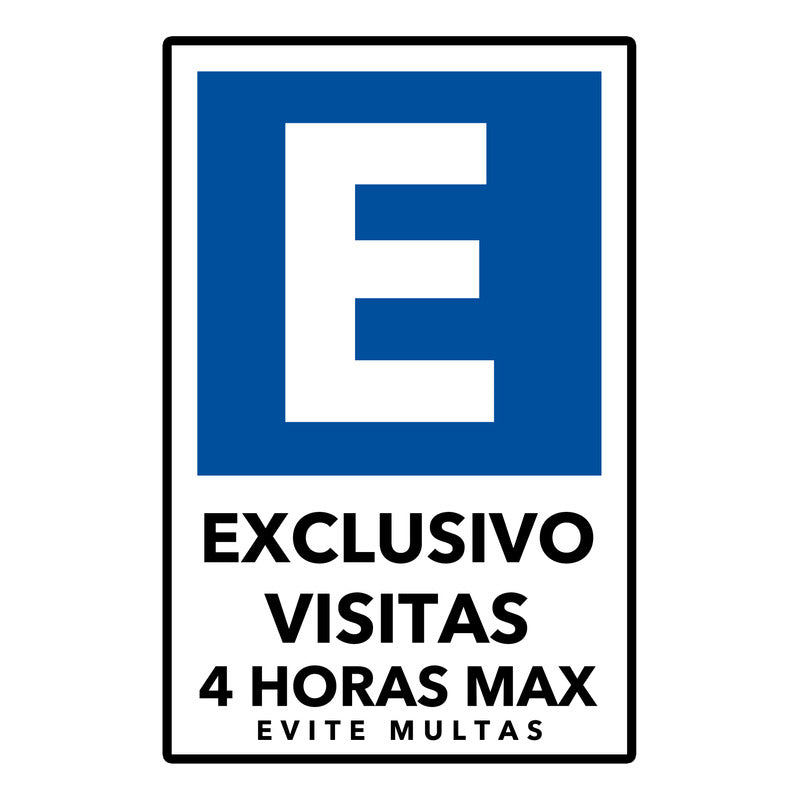 Señal Estacionamiento Exclusivo Visitas 4 H 60x40cm Metal