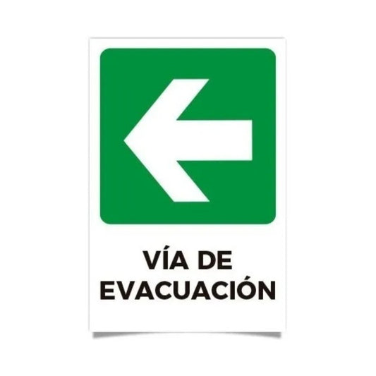 Señalética Vía De Evacuación Flecha Izquierda 30x20cm