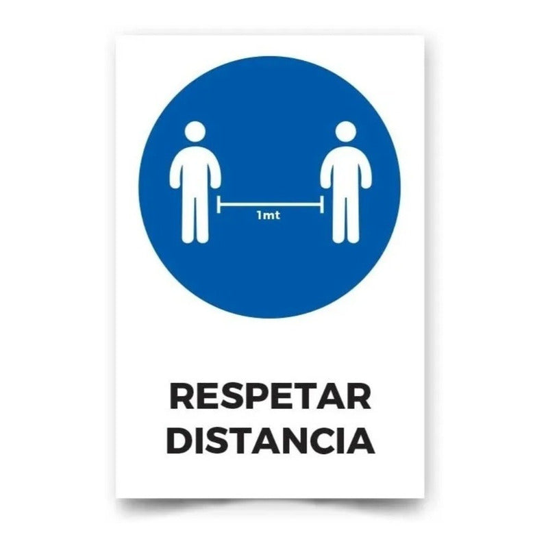 Señalética Respetar Distancia 1 Mt 30x20cm