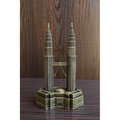 Figura Decorativa En Miniatura, Diseño Petronas Con 2 Torres