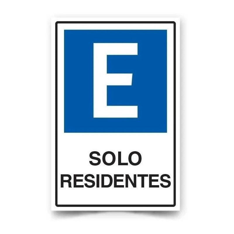 Señalética Estacionamiento Solo Residentes 30x20cm