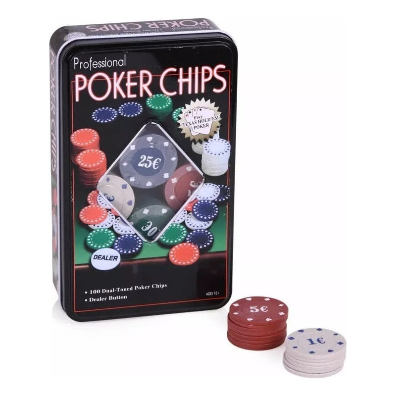 Fichas Para Juego De Poker Chips Caja De Metal Profesional