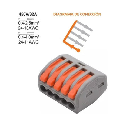 5x Pack Conector Eléctrico Rápido Wago 215 ( 5 Pines )