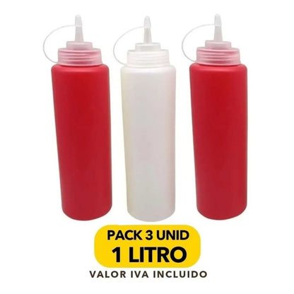 Pack 3 Dispensadores De Salsas 1 Lt