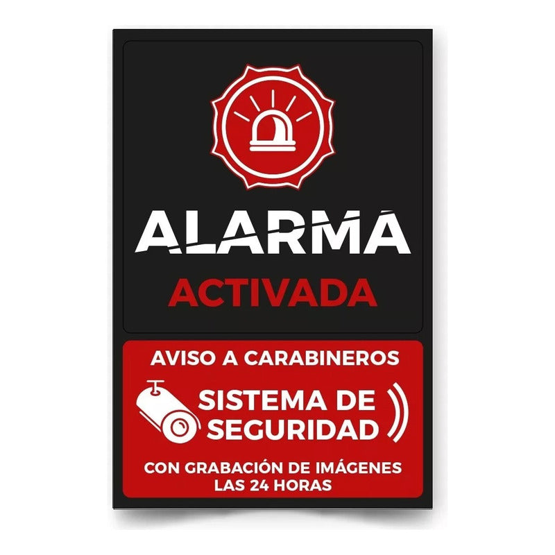 Señal Alarma Activada Sistema De Seguridad Negro 60x40 Metal