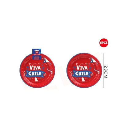 Platos Desechable De Viva Chile 23cm - 12pcs