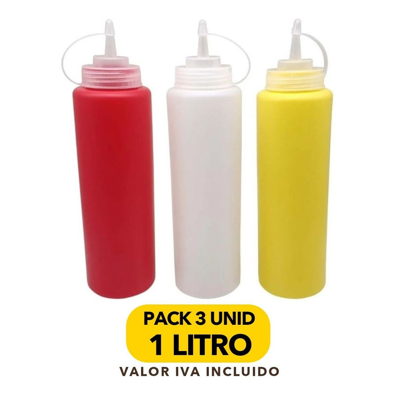 Pack 3 Dispensadores De Salsas 1 Lt