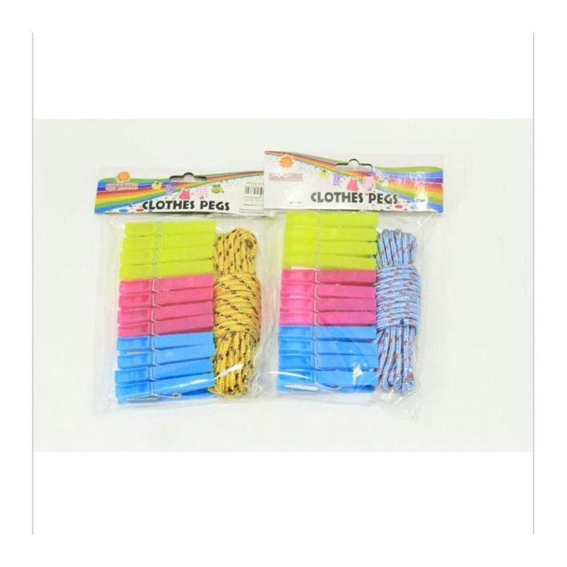 Pack 12 Perros Para Colgar Ropa Pinzas + Cuerda