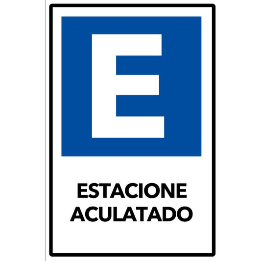 Señaletica Estacionar Aculatado 30x20cm Adhesivo