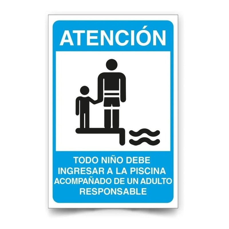 Señal Ingreso A Piscina Niños 45x30cm Adhesivo