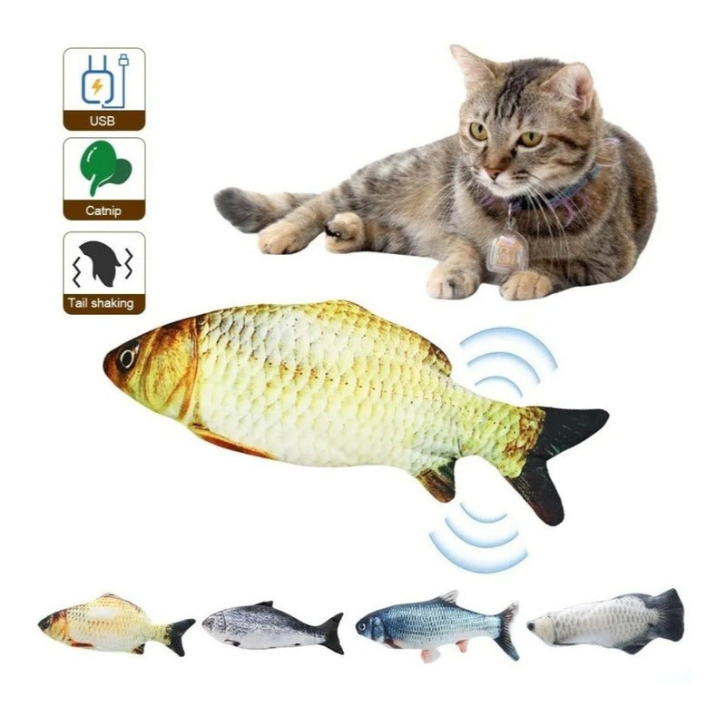 Juguete Para Gato. Pescado Con Movimiento Y Carga Usb