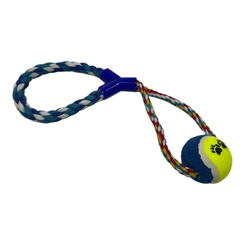 Juguete Para Perros Con Cuerda + Pelota De Tenis, Sin Amarra