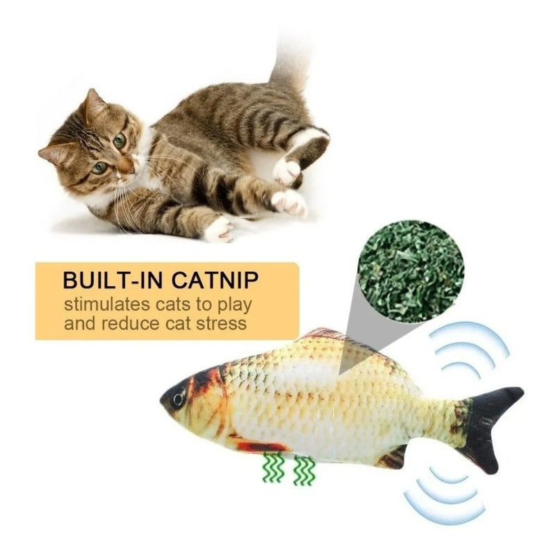 Juguete Para Gato. Pescado Con Movimiento Y Carga Usb