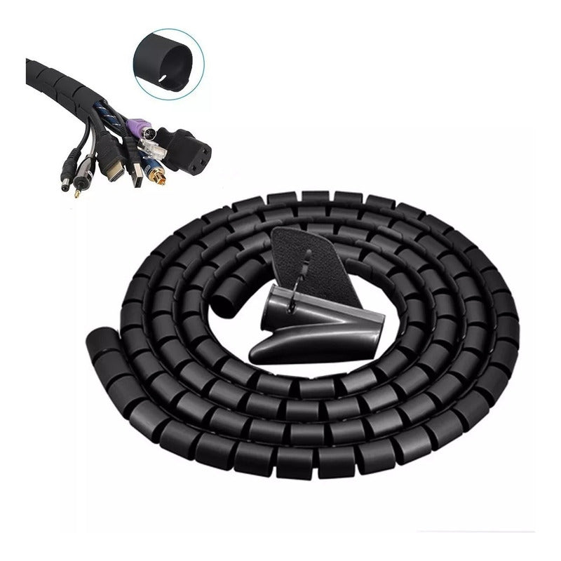 Organizador De Cables En Espiral 1,8cmx1,5mt Negro