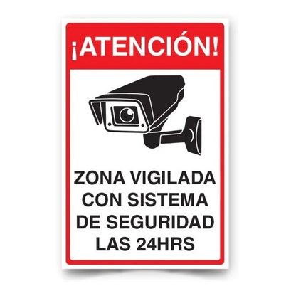 Señalética Atención Zona Vigilada Con Sistema De Seg 30x20cm