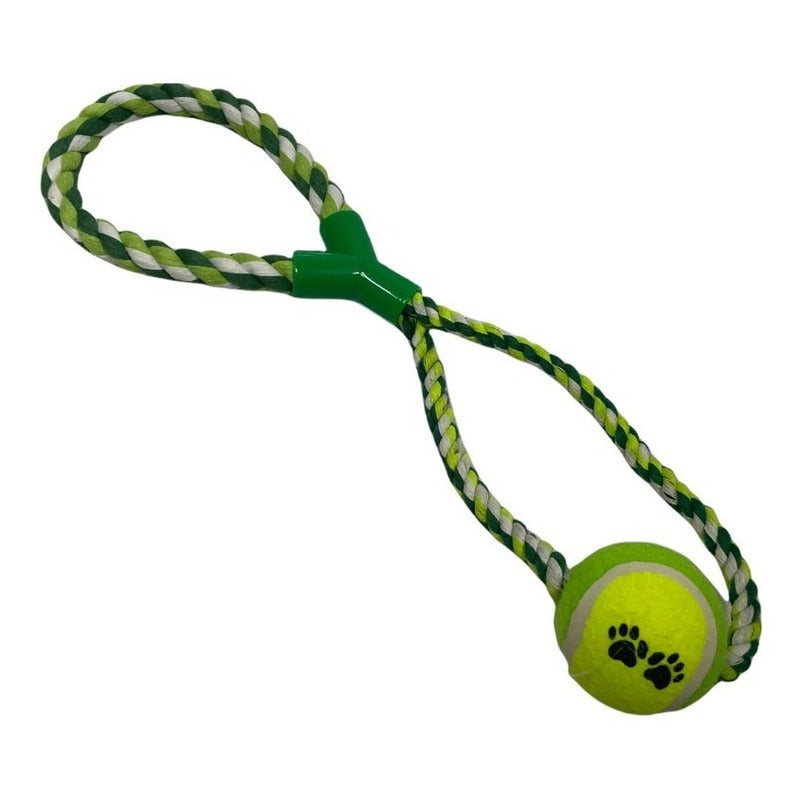 Juguete Para Perros Con Cuerda + Pelota De Tenis, Sin Amarra