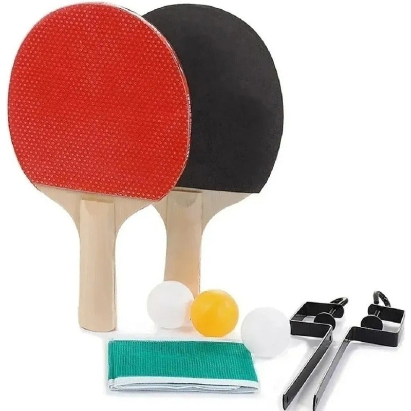 Kit 2 Paletas De Ping Pong Con 3 Pelotas Y Malla