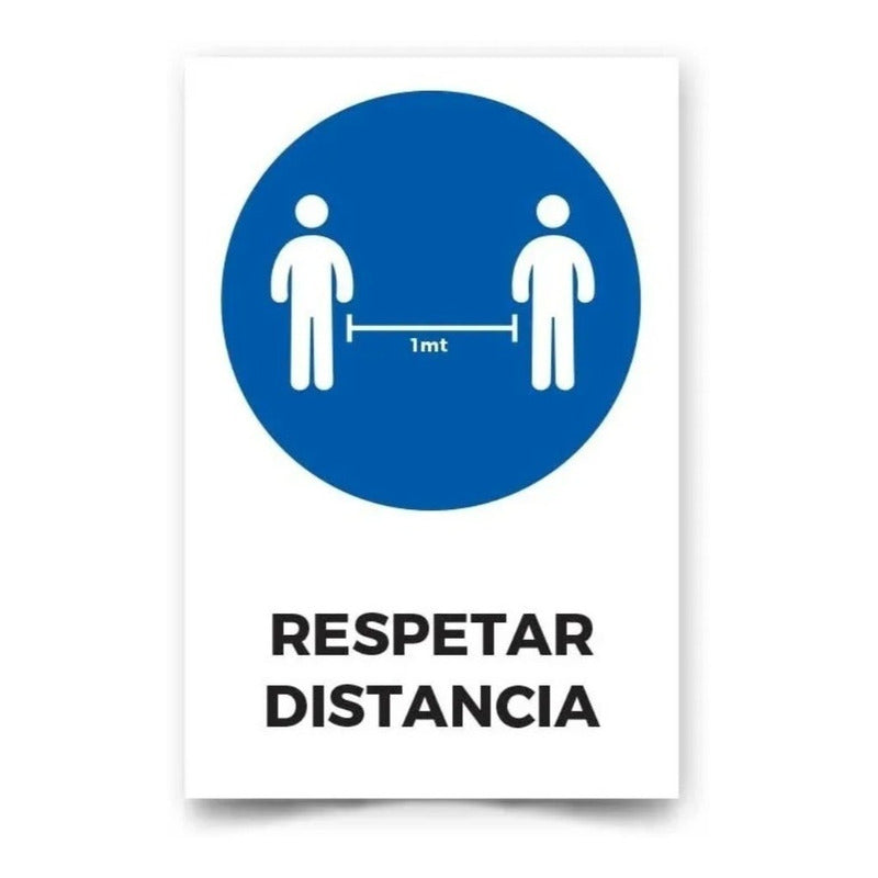 Señalética Respetar Distancia 1 Mt 15x10cm