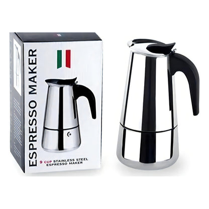 Cafetera Italiana Espresso De Acero Inoxidable 4 Tazas Color Gris