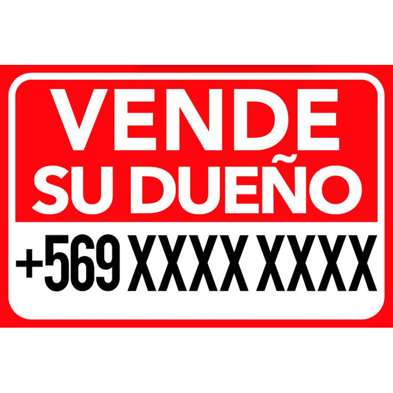 Sticker Vende Su Dueño 60x40cm Personalizado