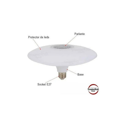 Ampolleta Luz Ufo Parlante Bluetooth Con Control 24w Rgb