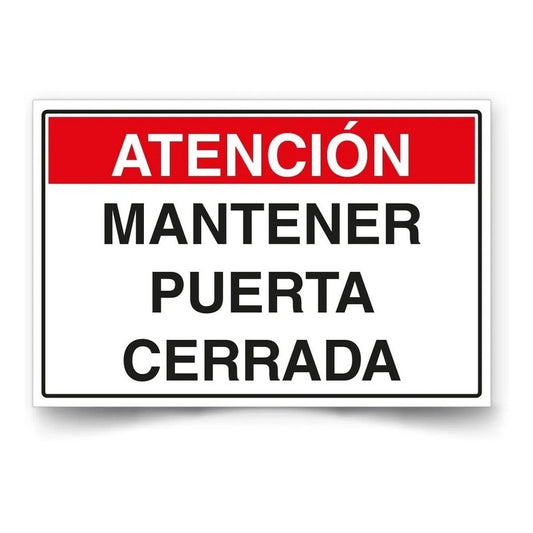 Señaletica Atención Mantener Puerta Cerrada 45x30 Metálico