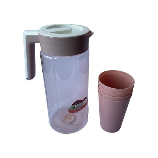 Jarra Plastica Para Jugo Con Set De 4 Vasos