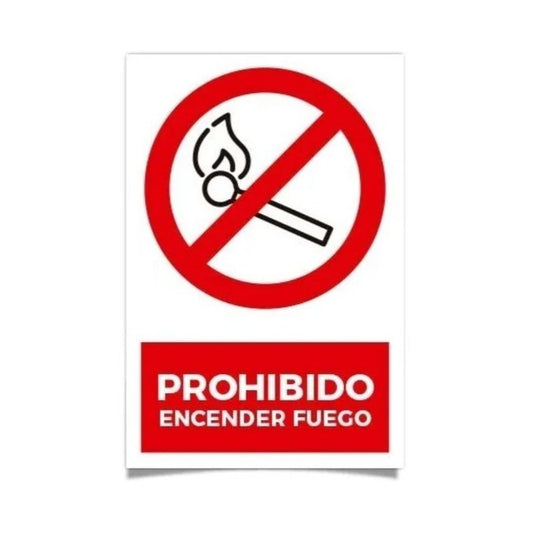 Señalética Prohibido Encender Fuego 30x20